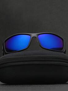 POLASUP 1 Set Men's Full Coverage Polarized Driving Eyeglasses, Outdoor Fishing Hiking UV Protection Windproof Anti-Sand Fashionable Glasses (Comes With Lanyard And Cleaning Cloth) - Black - View 5