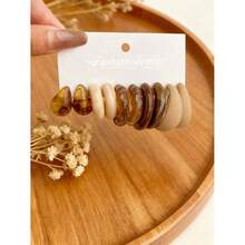 "1 Set (5 Pairs) Cross-Border Comma & Water Drop & Simple C Stud Earrings - Lovely & Minimalist Earring Set" - 彩色 - 查看 6