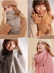 Thick Long Shawl/Blanket, 280g - Rust Brown - View 4