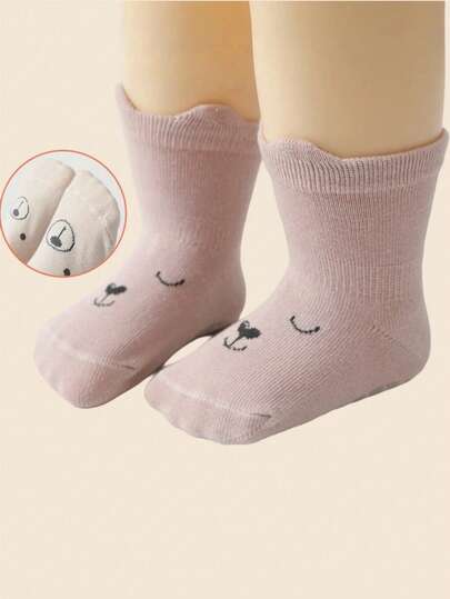 1双婴儿防滑室内袜，柔软保暖，适合幼儿，秋冬季节，男女宝宝均适用