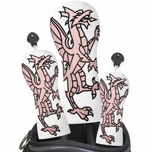 Dragon Pattern Golf Club Head Cover; White Golf Club Protective Cover; PU Material; Better Protection For Golf Clubs; - White - View 9