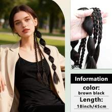 1/2 Packs 18" Lantern Bubble Braid Ponytail - Heat Resistant Synthetic Hair Extensions With Elastic Bands For Women, Christmas Party & Festival Hairstyle (Easy No-Braid Style) - Multicolor - View 12