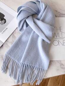 Thick Long Shawl/Blanket, 280g - Baby Blue - View 3