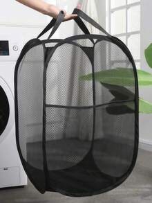 1pc Large Capacity Foldable Breathable Mesh Laundry Basket - Solid Color Polyester Mesh Storage Basket, Can Store Clothes/Shoes/Boots/Miscellaneous, Space-Saving Home Storage Essential, Perfect For Winter And Christmas Gift - Multicolor - View 1