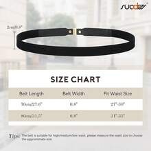 SUOSDEY 4 Pack Women Elastic Belt, Ladies Stretch Belt Dresses Pants Thin Waist Gold Belt - 黑+棕+紅+白 - 查看 3