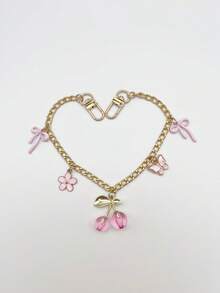 1pc Pink Bowknot Heart Cherry Bag Charm Travel Accessory Fashion Casual Handbag Shoulder Bag Pendant Chain Suitable For Various Bags Holiday Gift Room Decor Phone Accessories Phone Charm - Multicolor - View 5