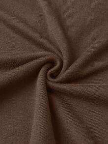 Suéter masculino casual de gola redonda em cor sólida, versátil para outono/inverno. - Castanho - Ver 7