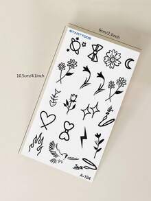 9PCS Minimalist Finger Tattoo Stickers Black Pen Lines Flower Butterfly Constellation Small Animal Pattern Temporary Fake Tattoo Stickers Suitable For Finger Ear Shoulder Neck Collarbone DIY Daily Party Festival Gift Body Waterproof Realistic Tattoo Stickers