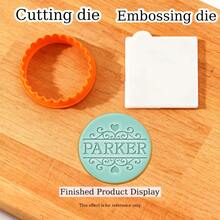 Customized Personalized Cookie Embossing Stamp Mold, 3D Design For Halloween And Christmas, Kitchen Baking Cake Decorating DIY Cutting Tool, Icing Cake Mold, Wedding Clay Soft Candy Embossing Name Cake Mold, Handmade