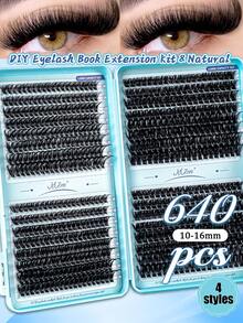 640pcs D-Curl Fluffy Individual False Eyelashes, 10-16mm Length, Dense & Natural Look, Super Soft & Lightweight, Reusable, Lash Extension Kit, Suitable For Travel, Daily Wear (Beginner Friendly), Wedding, Date, Party, Holiday, Also Great As Christmas/Halloween/Gift Eyelash Set - D - 查看 17
