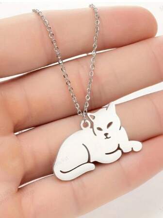 男士卡通猫吊坠项链，链条项链饰品，时尚项链，派对朋友礼物