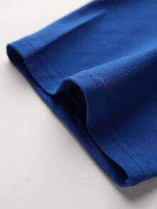 青少年男童复古洛杉矶学院风短袖宽松舒适透气T恤，休闲校园夏季服饰，男童上衣 - 藍色 - 查看 4