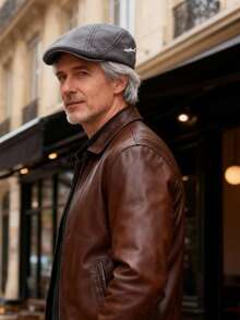 1顶铁塔印花男士报童帽，保暖平顶柔软版型，适合秋冬季驾驶，复古风格，适合徒步旅行和狩猎。 - 前進帽 - 查看 10