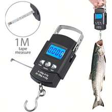 110lb/50kg Digital Display Fishing Scale With Backlit LCD Screen And Built-In Measuring Strap - Portable Pocket Scale With Suspension Hook, Tare Function, Unit Conversion (Lb/Kg/Oz/G), Hold/Max/Min/Memory Functions - Ideal For Fishing And Hunting - Black - View 7