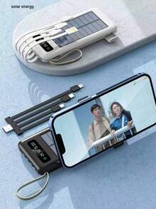 Cargador solar de 20000 mAh, batería externa portátil para teléfono, con puerto USB dual QC3.0, ideal para todo tipo de celulares y dispositivos electrónicos. - Multicolor - Ver 2