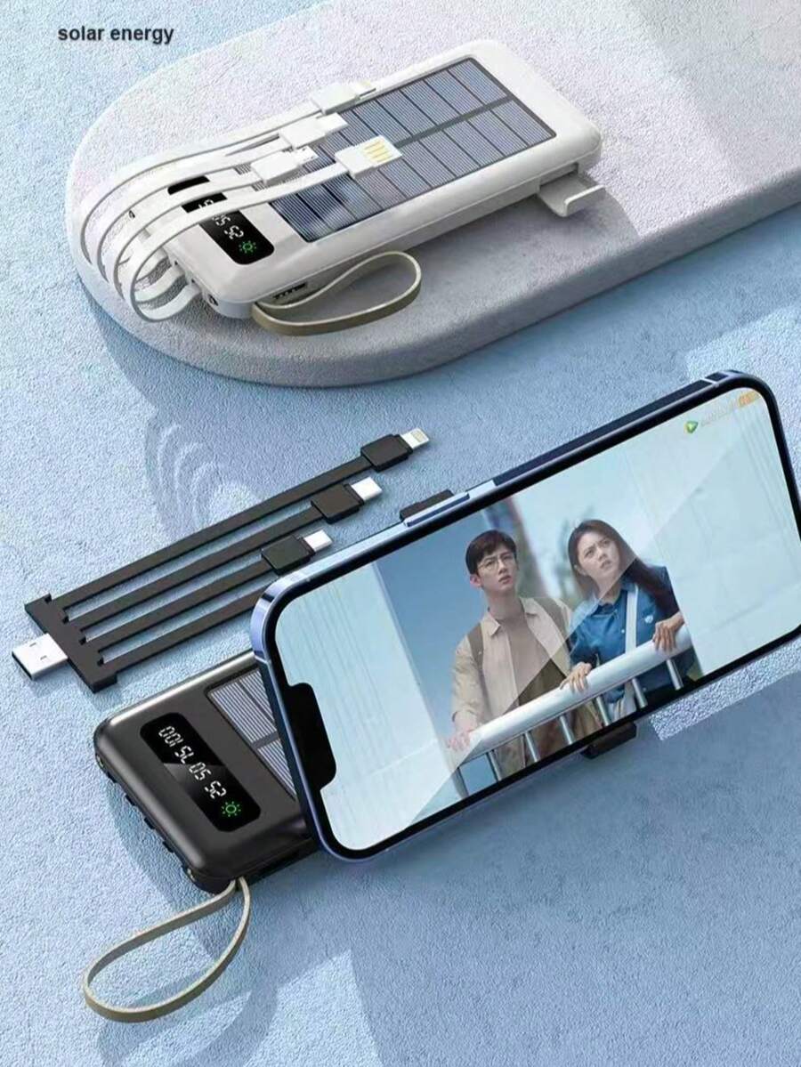 Cargador solar de 20000 mAh, batería externa portátil para teléfono, con puerto USB dual QC3.0, ideal para todo tipo de celulares y dispositivos electrónicos.