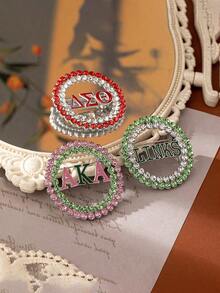 1pc Women Brooch Pin, Elegant Hollow Greek Letter Pattern Color Block , Daily Versatile Gift,Suitable For Daily Commuting, Holiday Parties Brooches, Christmas Gifts, Holiday Gifts Preferred - Brooch - View 2