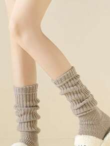 2 Paar einfarbige Fußpedal Kuschel Beinwärmer für Frauen, Herbst/Winter, verdickte Beinwärmer, verlängerte Kuschel Beinwärmer für Schneestiefel, Y2K Stil, warm und windabweisend, elegante Bein-Accessoires - Verschiedenfarbig - Übersicht 3