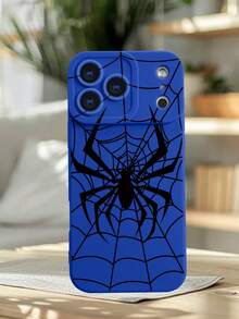 1PC Cute Spider Web Pattern Phone Case Simple Cool Design Unique Mysterious Style Fashion Dark Look Suitable For Bold And Edgy Lovers Women Men Couple Gift Hot Selling Item Compatible With IPhone17/16/15/14/13/12/X/PLUS/PRO/PROMAX, Galaxy S25/S24/S23/S22PLUS/Ultra Comfortable Grip Festival Gift For Friends, Girlfriend, Boyfriend, Family - 藍色 - 查看 1