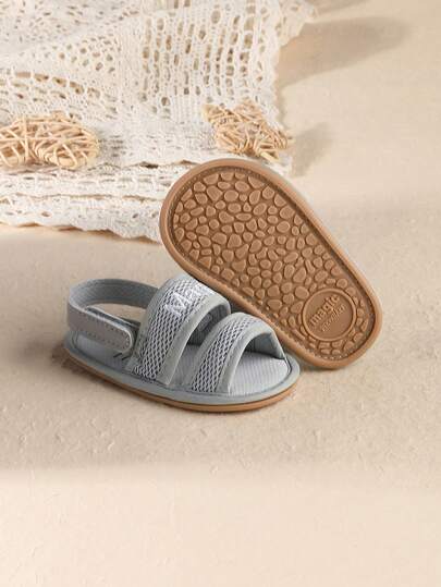1 Pair Solid Color Mesh Infant Boys Casual Cute Versatile Sandals, Suitable For Summer