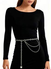 1 Piece Pack - Women's Multi-Layer Metal Waist Chain - Simple And Versatile Dress For Formal Occasions - Daily Casual Decoration