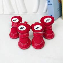 4pcs/Set Thick Warm Dog Boots With Soft Soles, Adjustable Hook And Loop, Suitable For Indoor/Outdoor Wear In Autumn/Winter For Small Dog Breeds Like Poodle, Bichon Frise, Pomeranian, Shih Tzu, Chihuahua - Multicolor - View 5