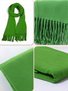 Thick Long Shawl/Blanket, 280g - Green - View 2