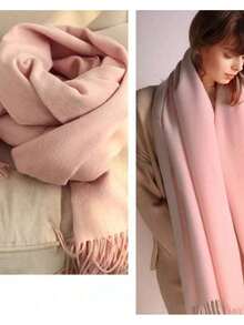 Thick Long Shawl/Blanket, 280g - Baby Pink - View 3