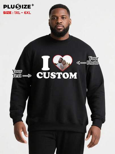 Anpassningsbar svart rundhalsad sweatshirt i plusstorlek. Lägg till dina favoritmönster på dina kläder, du är redan snygg/vacker!