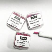 50pcs/Box 3mm Sanding Bands For Nail Art -120/180/240 Grit - Mini Nail Drill Bits For Manicure And Pedicure - Multicolor - View 2