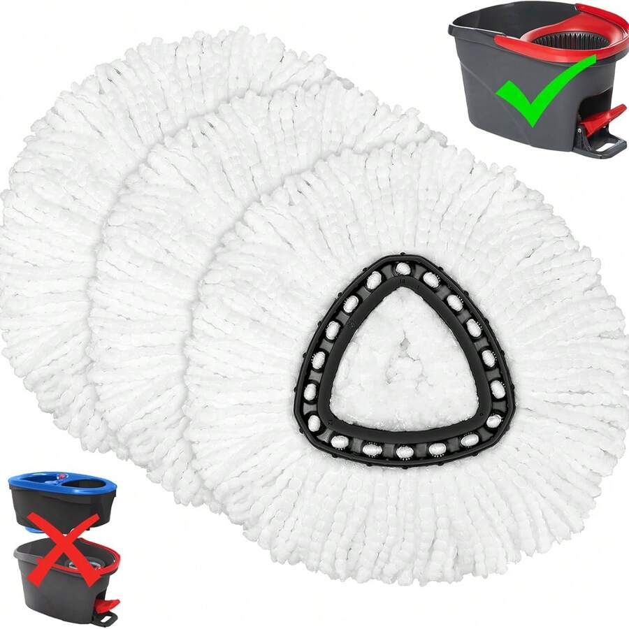 Mop Replacement Heads For O-Ceda Mop Replace Head EasyWrin Spin Mop Heads Replacements, Microfiber Spin Mop Refills, Easy Cleaning Mop Head Replacement (White-3 Mop Heads) - 白色 - 查看 1