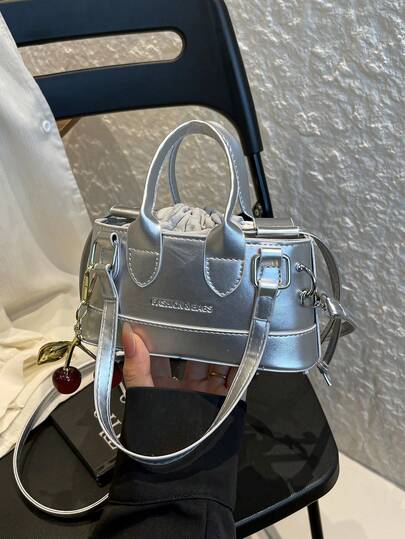 Minimalist Solid Color Mini Handbag, New Niche Personalized INS Casual Texture Shoulder Bag, Fashionable Crossbody Bag With Pendant, Suitable For Shopping, Wallet, Shopping, Young Women, College Students, Newlyweds, White-Collar. Suitable For Office, University, Work, Business, Commuting, Outdoor Activities, Travel And Outings