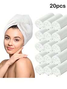 Serviette de bain jetable pour femmes à séchage rapide et absorbante - Bandeau turban super absorbant, convient aux cheveux longs, bouclés et épais. Essentiel pour la maison et les voyages, conception anti-frisottis, facile à enrouler les cheveux, séchage rapide, convient à tous les types de cheveux, taille de voyage portable, indispensable pour la plage, indispensable pour la rentrée scolaire - Blanc - Voir 9