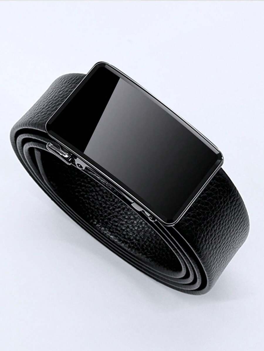 Men's High Quality Belt, Luxury Men's Item, Zinc Alloy Automatic Buckle Business Belt, Men's Casual Multi-Function Simple Belt, Faux Leather PU Waist Belt With Iron Plate Buckle And Alloy Buckle Options - Black - View 1
