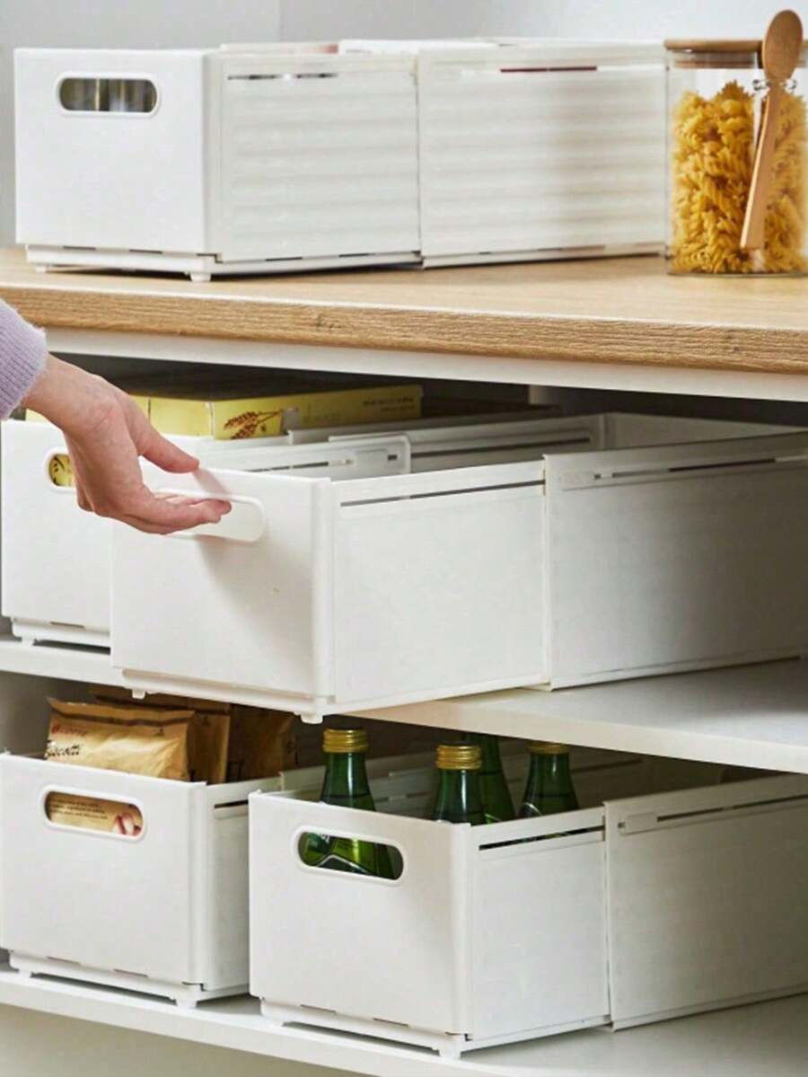 1 hộp đựng đồ gấp gọn có thể thu gọn, ngăn kéo đựng đồ nhà bếp, hộp nhựa có thể gấp gọn dùng cho gia đình, phòng đựng thức ăn, ký túc xá, đồ ăn nhẹ, đồ dùng - trắng - Xem 1