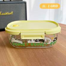Cute Cartoon Cat High Borosilicate Glass Lunch Box - Microwave , Food Storage Container, Single/Double/3-Compartment Design, Essential For Office Workers And Back To School - Multicolor - View 15