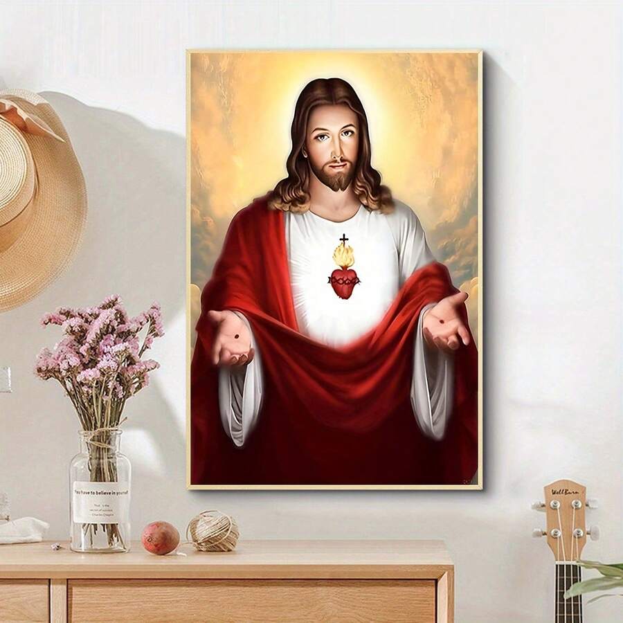 Impresión de arte en lienzo del Padrino Único de Jesús - Decoración de pared moderna sin marco, adecuada para sala de estar, dormitorio, oficina en casa, con idea de regalo reflexiva - transparente - Ver 1