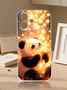 Funda de teléfono con diseño de oso panda y estrellas brillantes, estampado con panda sosteniendo luces doradas en un ambiente mágico, estilo encantador ideal para celebraciones festivas y uso diario, diseño de cuento romántico, funda transparente, resistente a golpes, alta transparencia, compatible con iPhone17/16/15/14/13/12/11/Plus/Pro/ProMax, compatible con Galaxy A34/A35/A54/A55, Galaxy S20/S21/S22/S23/S24/S25 Ultra/Plus, compatible con Moto/Galaxy/Redmi/Honor/OPPO - transparente - Ver 4
