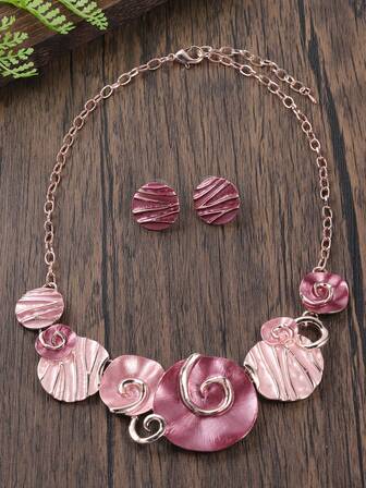 Cring Coco 2 Adet/Takım Şık Bohem Emaye Minimalist Geometrik Takı Seti, Çinko Alaşımlı Kolye ve Küpe Seti, Kadınlar İçin Günlük, Balo, Parti, Tatil, Müzik Festivali, Sevgililer Günü Takı Aksesuarları Hediyesi İçin Uygundur