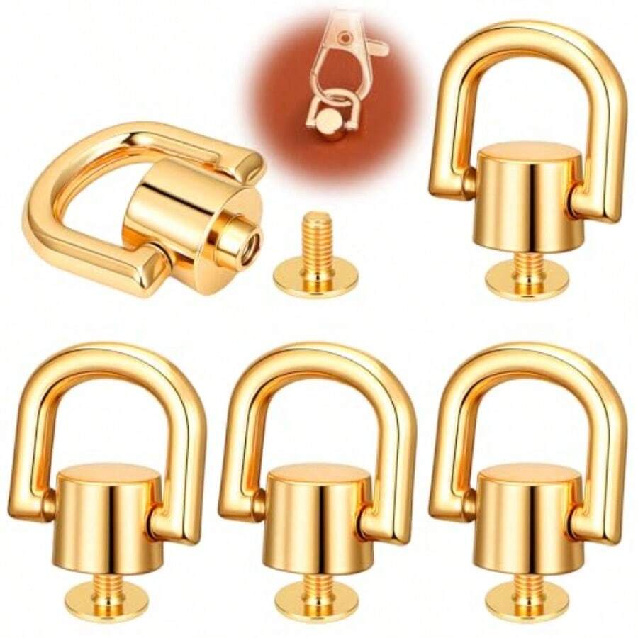 LIQWEI 6Pcs D Rings For Purse Purses Hardware D Ring Stud Screw Ball Head Buttons Bag Accessories Purses Strap Hardware For Purse Making Backpack Dog Collar DIY Leathercraft - như hình ảnh - Xem 1