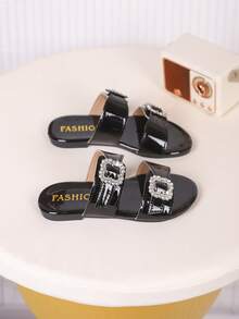A Pair Of Girls' Sandals New Bow Princess Shoes Elastic Band Design Soft-Soled Casual Girls' Beach Shoes In Summer. - Black - View 5