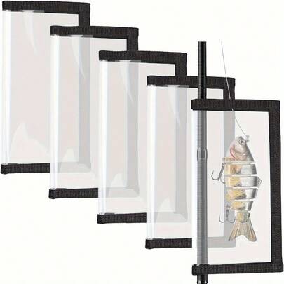 5pcs PVC Bait Protector Covers - Durable Fishing Hook And Bait Storage Packaging With Transparent Window