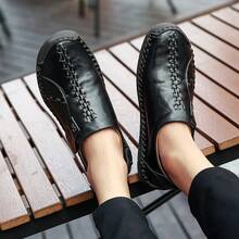 Calcetines de oficina de unicolor, estilo universitario de moda, de fibra superdelgada, de cuero con cordones y calados, para verano/otoño - Negro - Ver 4