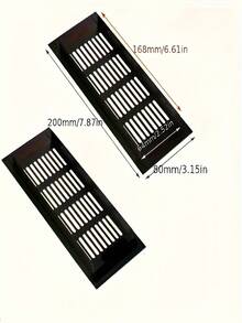 2件套通风面板排气表燃气出口柜门透气网铝合金透气孔装饰盖柜体冷却格栅门 - 黑色 - 查看 7