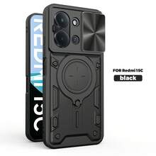 Adecuado para Redmi Note 14 Pro 5G/Compatible con funda de teléfono POCO X7 5G con lente de cámara deslizante y soporte - Negro - Ver 13