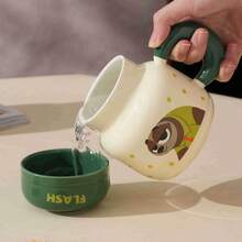 Large Capacity Water Kettle Mug With Lid, Ceramic Office Home Drinking Cup, Judy Nick - Multicolor - View 4