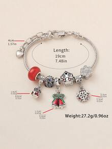 1件圣诞铃铛、圣诞树、雪屋、镂空雪花串珠手链，圣诞礼物 - 均碼 - 查看 4