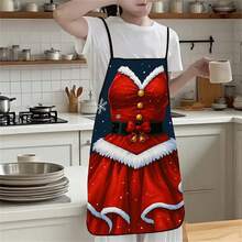 1pc Women's Elegant Christmas Chef Apron - Red & White Ruffled With Golden Buttons, Snowflake & Holly Leaf Trim, Adjustable Waist/Tie Hem, Multi-Size Baking Cooking Apron For Holiday Baking, Cooking, Christmas Party Outfit ( - Multicolor - View 5