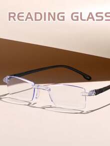 1pc/Frameless Reading Glasses – Anti-Fatigue, Frameless High-Definition Vision, Lightweight And Comfortable, +2.0 Vision, Unisex, Suitable For Computers, Driving, Screen Protection, Modern Style, An Essential Item. - Clear - View 3