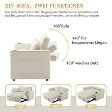 Foldable Sofa Bed, Multifunctional Sofa With Sleeping Function, Sofa Bed With Cup Holder And Cushions, Suitable For Living Room, Bedroom, Home Theater Apartment